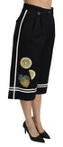 Dolce & Gabbana Black Lemon Embellished Palazzo Cropped Pants